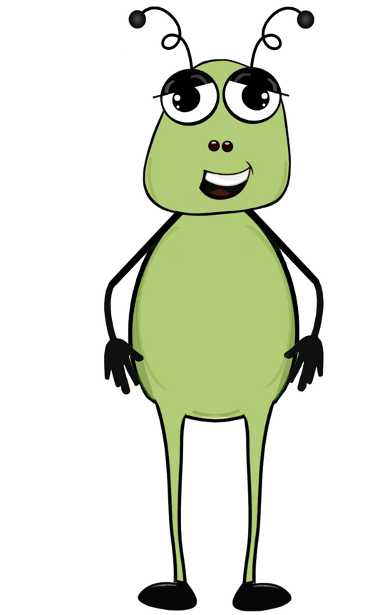 Alien Clip Art - Cute Green Alien #2  Cute & Quirky smile