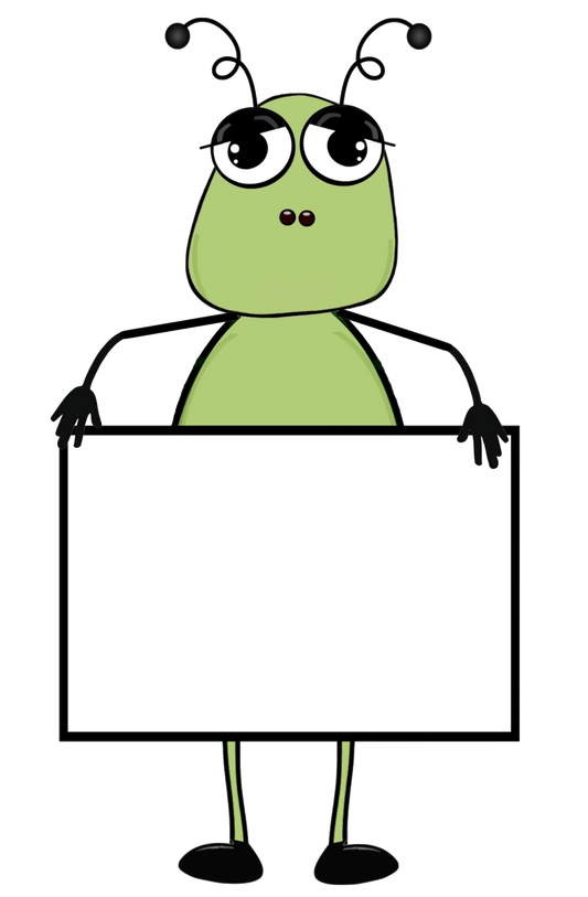 Alien #8 Holds a Blank Sign for you to Personalize - Alien Clip Art