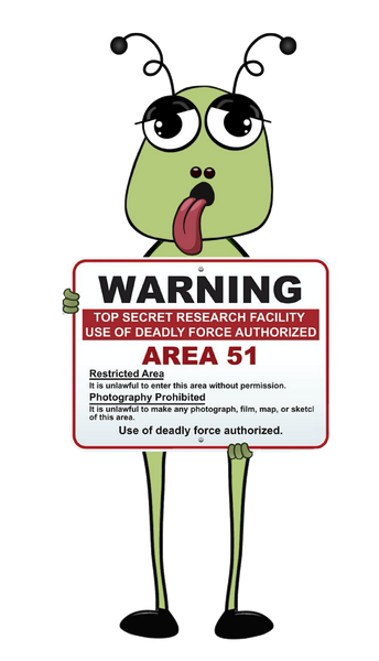 Alien #10   Warning Area 51 - Alien Holding the sign - Alien Clip Art