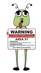 Alien #10   Warning Area 51 - Alien Holding the sign - Alien Clip Art