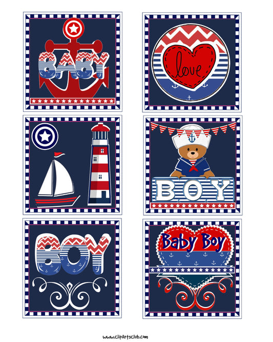 Baby Boy Collage Sheet - Anchors Away