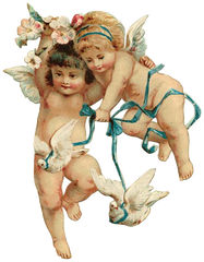 Adorable Cherubs Flying with Doves
