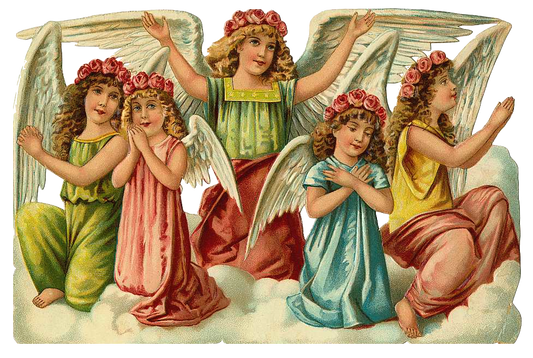 Beautiful Praying Angels gathering together vintage victorian clip art