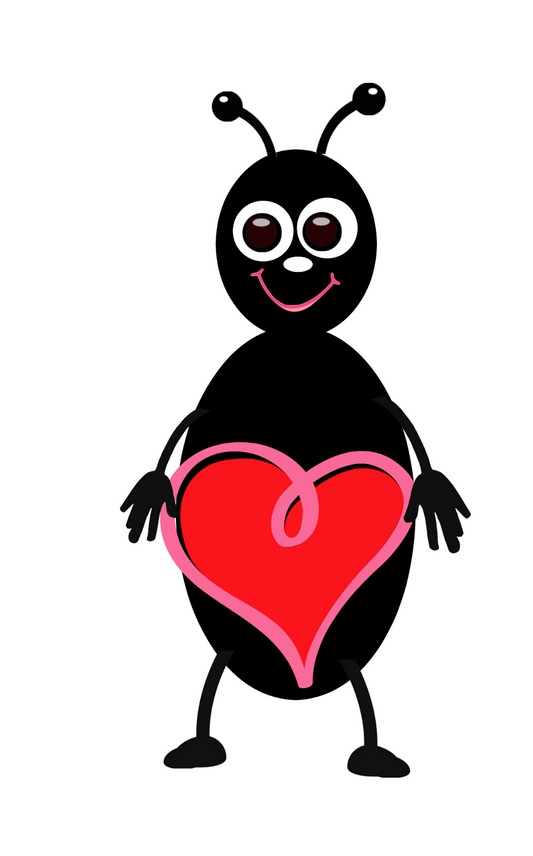 Ant - Cute Ant Clip Art - Holding a big red heart sign to personalize
