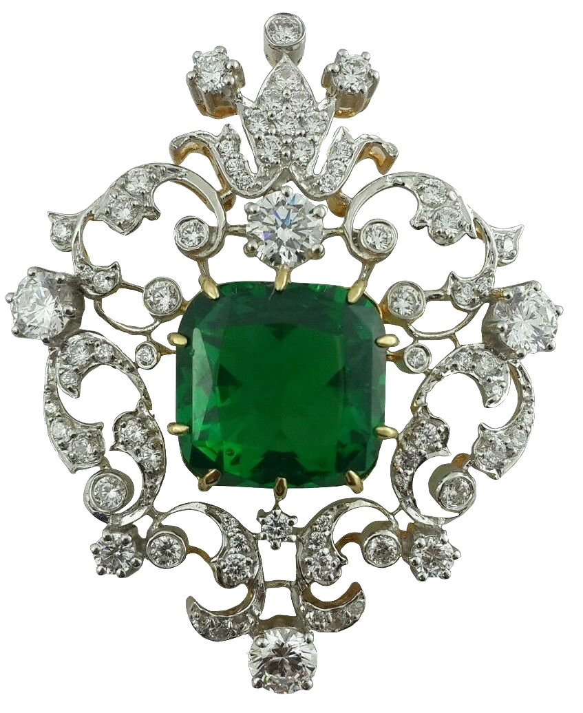 Antique Emerald Diamond Brooch Jewelry