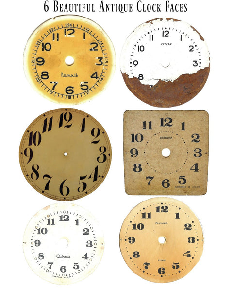 Antique Clock Faces Clip Art Images & Printable Collage Sheet