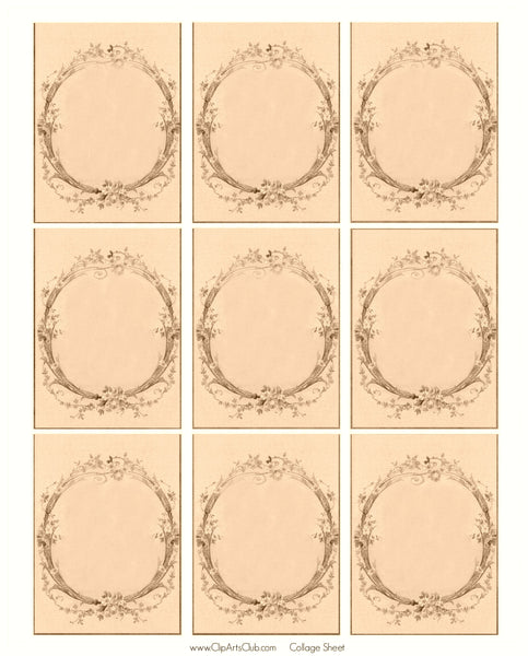 Vintage Blank Wreath Collage Sheet Printable - Background