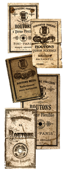 Antique Bouton Label Ephemera - Metal Buttons