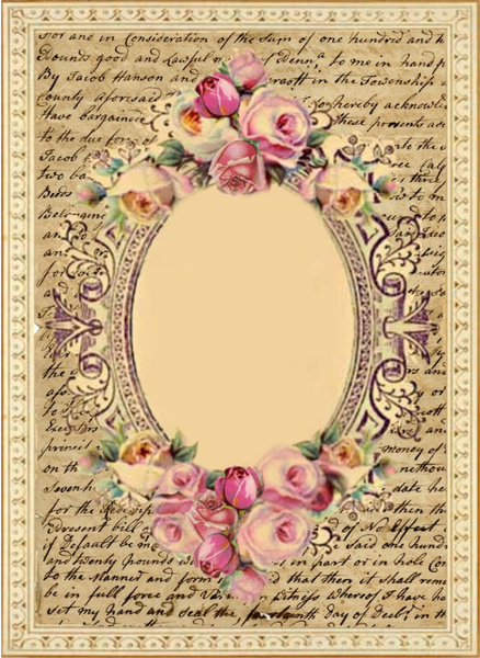 Antique Roses Oval Frame ATC Set of 8 Different Styles 8 x 10 Printable and 8 Cards Bundle