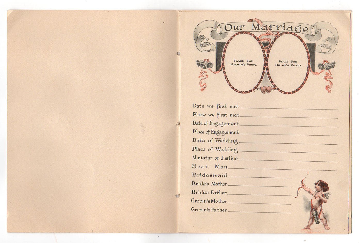 Antique Wedding Guests Book Ephemera Cover & pages