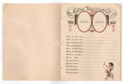 Antique Wedding Guests Book Ephemera Cover & pages