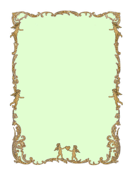 Angels Of Love Gold Glitter Printable Frame Element - GREEN