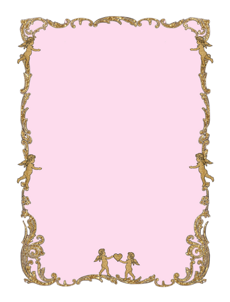 Angels Of Love Gold Glitter Printable Frame Element - PINK