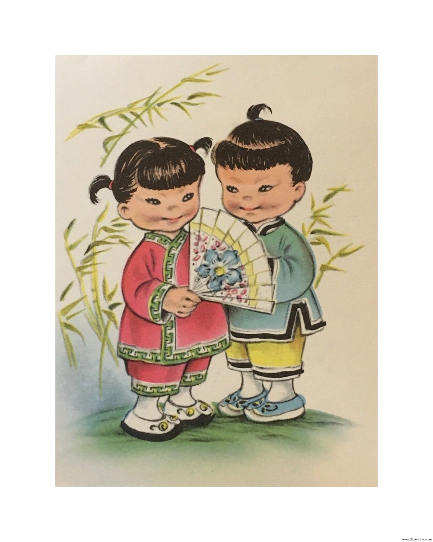 Vintage Asian Children 8x10 Print Ready to frame