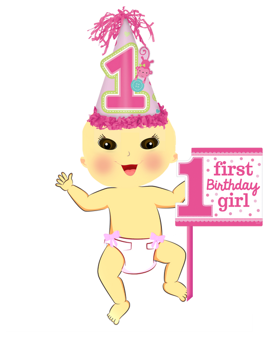 Asian Baby Girl 1st Birthday with Sign