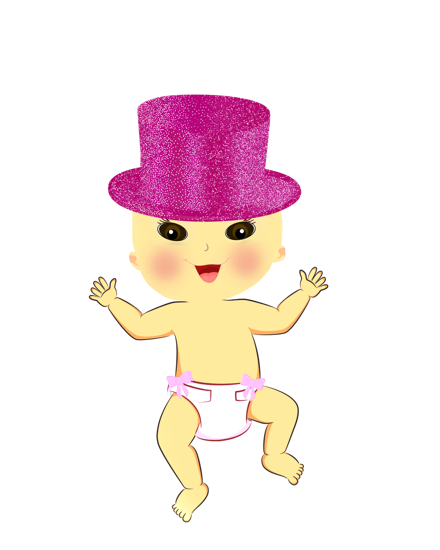 Asian Baby Girl Pink Party Hat