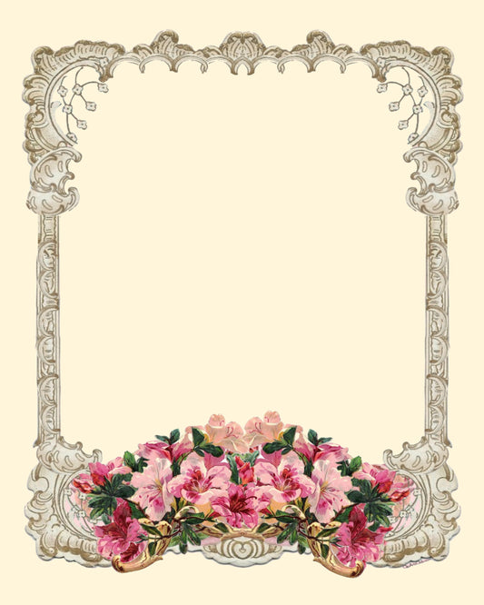 Antique Lace & Azaleas Beautiful 8x10, Frame, Stationery or Scrapbook Printable Page