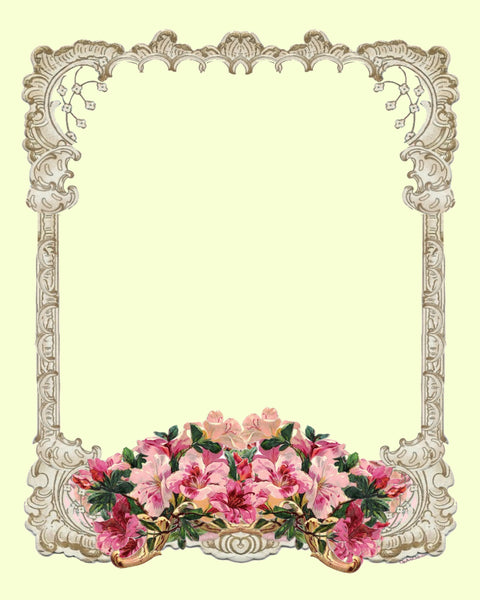 Yellow Antique Lace & Azaleas Beautiful 8x10, Frame, Stationery or Scrapbook Printable Page