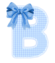 Baby Blue Gingham Alphabet & Bow A-Z