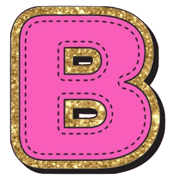 Bright Pink Alphabet trimmed in glittery gold Very Girly!