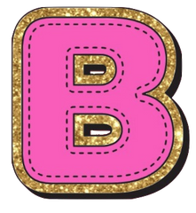 Bright Pink Alphabet trimmed in glittery gold Very Girly!