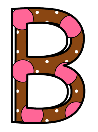 Alphabet Funky Brown & Pink Polkadots All CAPS 26 Letters