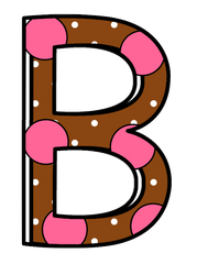 Alphabet Funky Brown & Pink Polkadots All CAPS 26 Letters