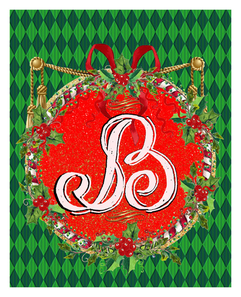 B - Christmas Monogram 8x10 Print Ready To Frame - INITIAL