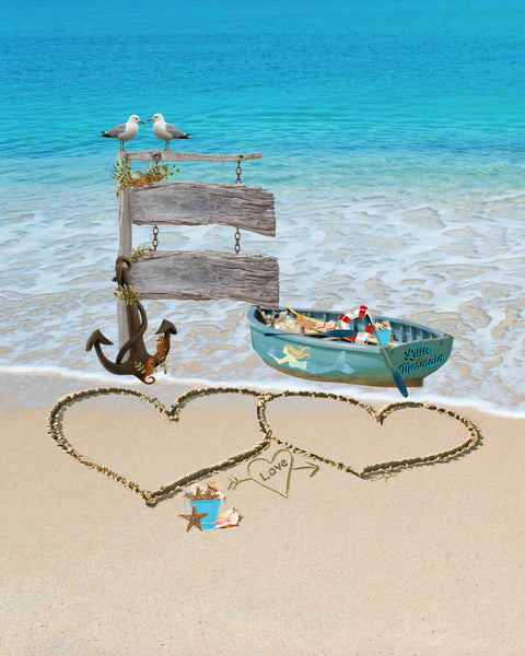 Beach Print "Love Hearts" #2 Personalize