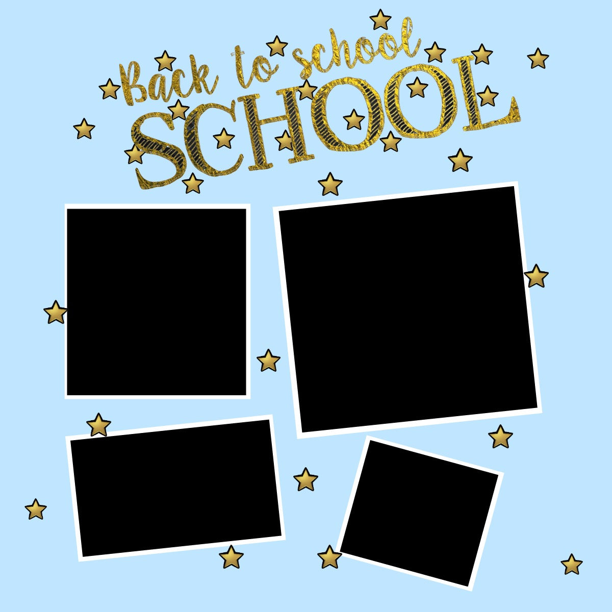 12X12 Blue Back to School Photo Scrapbook Page Print - Printable