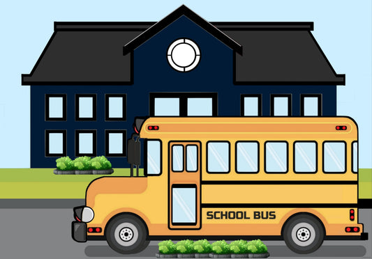 8x10 BLANK BLUE School TO Personalize WITH Bus Print - Printable