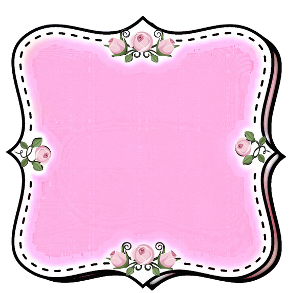Beautiful Pink Label Set with little pink roses & stitched outline