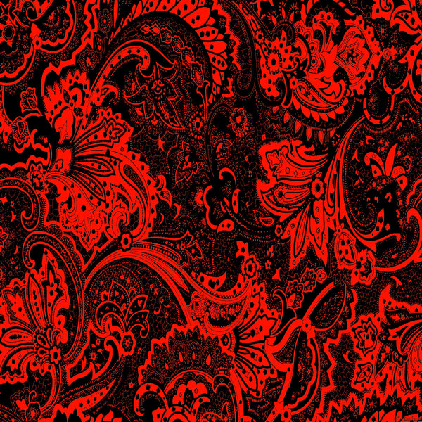 Paisley Abstract Background 12X12 Red & Black