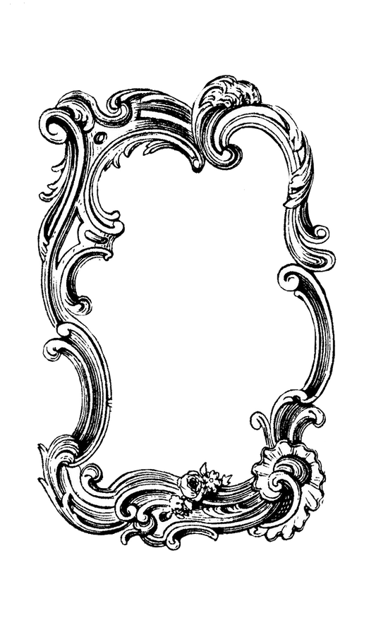 #3 Ornate Rococo Baroque Black & White Window Frames - 2 frames Transparent