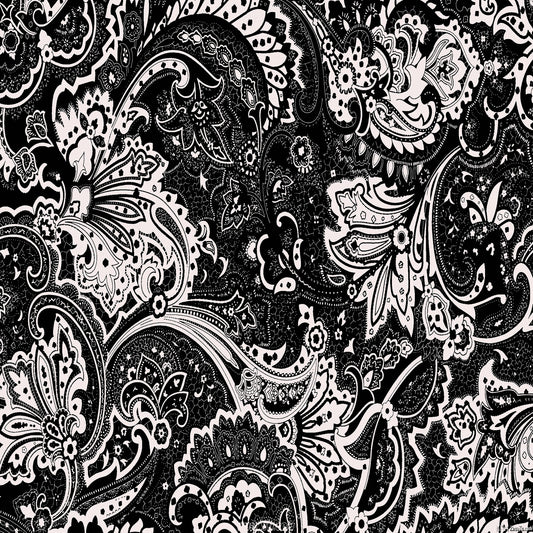 Paisley Abstract Background 12X12 White & Black