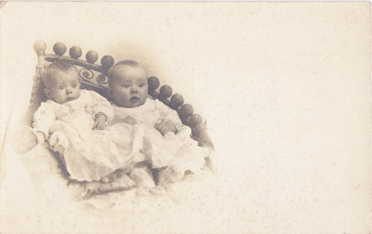 Adorable Vintage Antique Baby photo two babies