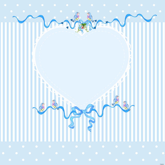 Blue Heart Polkadots Stripes Bows & Blue Birds 12x12 Scrapbook Page