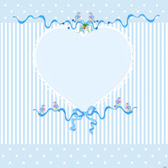 Blue Heart Polkadots Stripes Bows & Blue Birds 12x12 Scrapbook Page