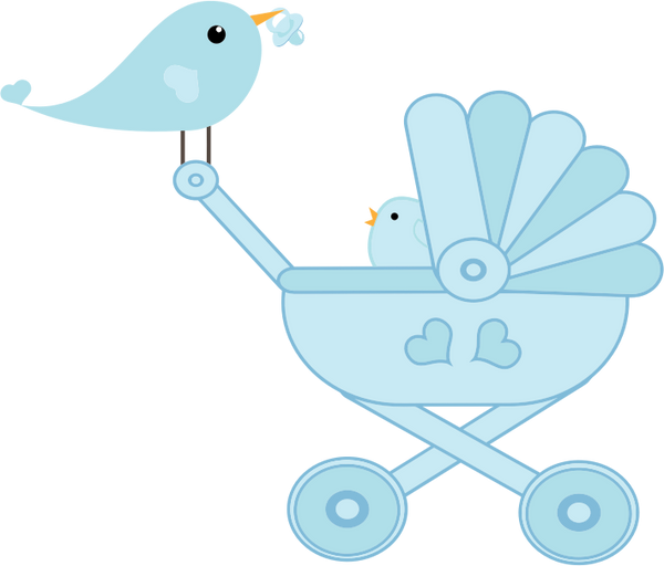 Blue Baby Stroller with Blue Bird