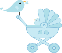 Blue Baby Stroller with Blue Bird