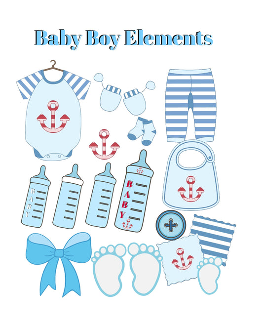 Baby Boy Elements for your scrapbook page