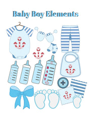 Baby Boy Elements for your scrapbook page