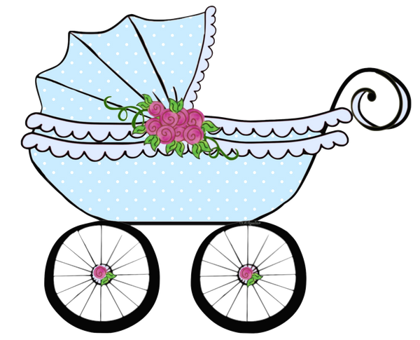 Baby Carriage in 6 colors with Blue ruffles for baby boys