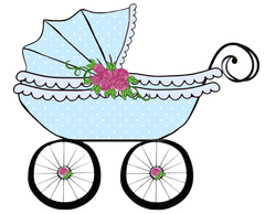 Baby Carriage in 6 colors with Blue ruffles for baby boys