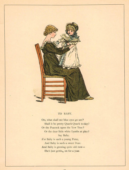 Baby Poem Antique Print 1885 By Kate Greenaway Print & Frame