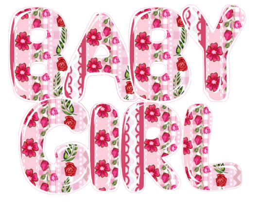 Baby Girl Shabby Chic Words Pink Flowers & Roses