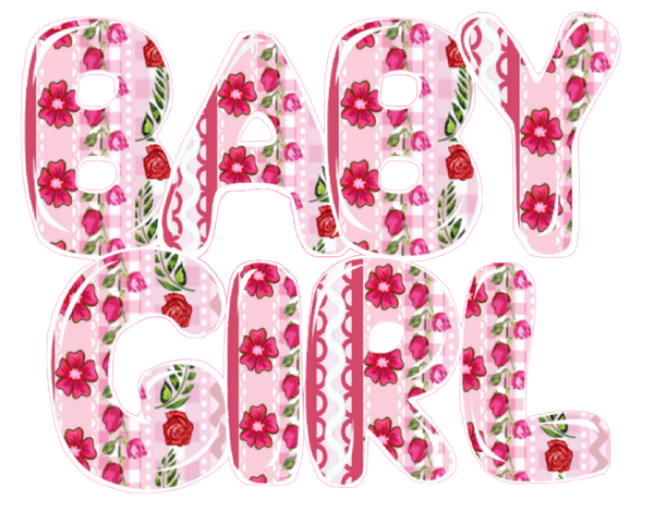Baby Girl Shabby Chic Words Pink Flowers & Roses