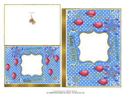 Baby Boy A Star Is Born!  Blue Stars & Red Balloons Blank Cards Set Printable Ready to Personalize!