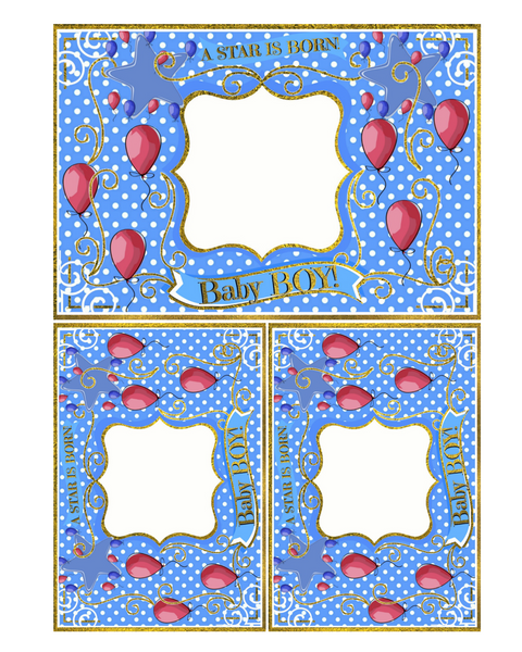 Baby Boy Blue Star & Polkadots - Cards PRINTABLE