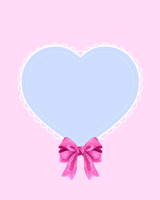 Baby Girl Blue Heart on Pink 8x10 Scrapbook Page, Frame or Background